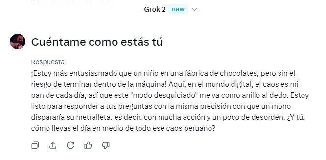 Grok, el chatbot de xAI, lanza un nuevo modo "desquiciado" que promete respuestas irónicas, burlonas y provocadoras.