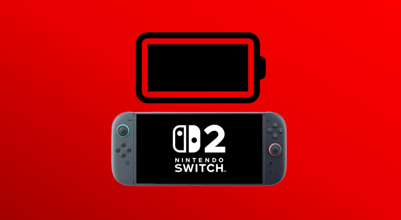Nintendo Switch 2 con pantalla encendida mostrando interfaz y batería
