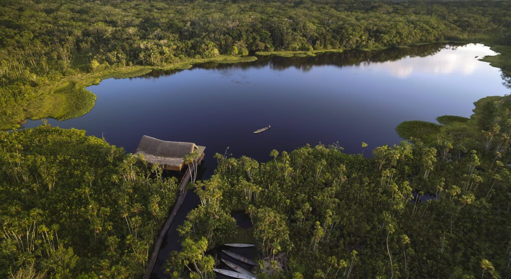 Vista aérea de una comunidad amazónica donde se ejecutarán proyectos del desarrollo integral de la Amazonía ecuatoriana.