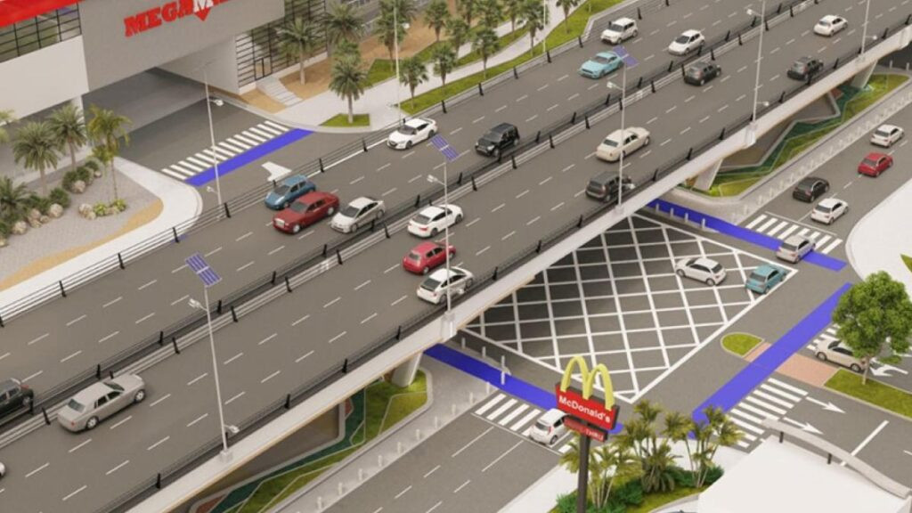Vista aérea del nuevo paso elevado en Guayaquil. Reduce 20 minutos de viaje.