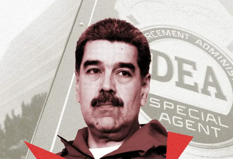 Cartel de recompensa DEA mostrando 25 millones de dólares por capturar a Nicolás Maduro y líderes del Cártel de los Soles