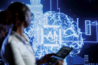 Agente de inteligencia artificial trabajando en un entorno corporativo