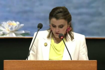 María José Pinto interviene en la Cumbre por la Biodiversidad en representación del presidente Daniel Noboa en Guyana.