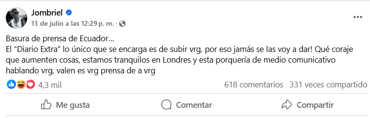 supuesta propuesta íntima de Jombriel