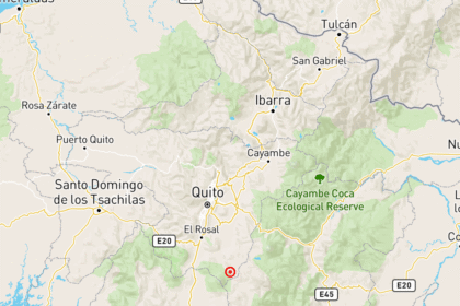 Epicentro del temblor en Cotopaxi registrado el 16 de agosto de 2025 en Ecuador.