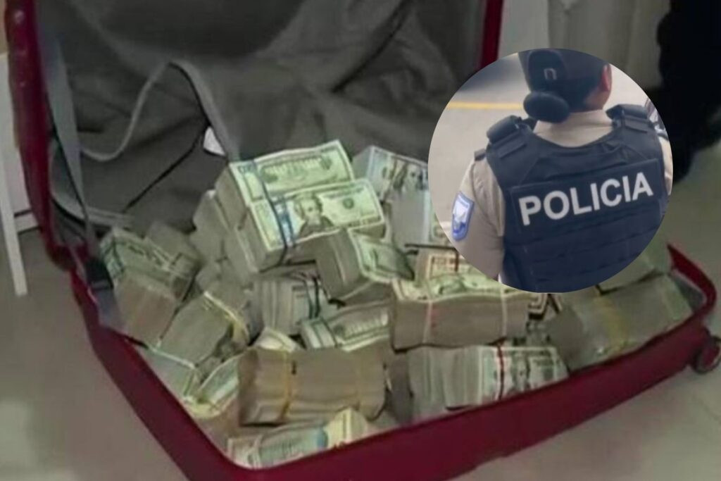 Policía nacional asegura maleta con más de USD 50.000 durante operativo Apolo 3 en La Aurora, Daule.