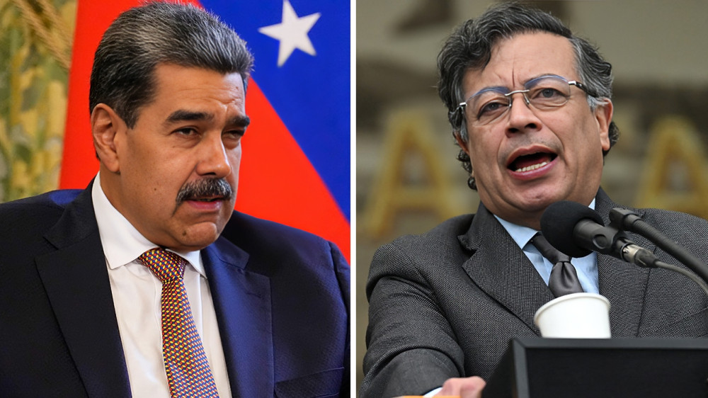 Diosdado Cabello y Nicolás Maduro en acto oficial en Caracas tras apoyo de Gustavo Petro.