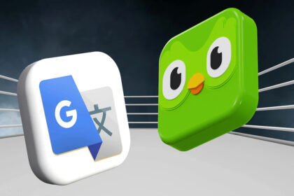 Pantalla de Google Translate mostrando función de lecciones interactivas similar a Duolingo