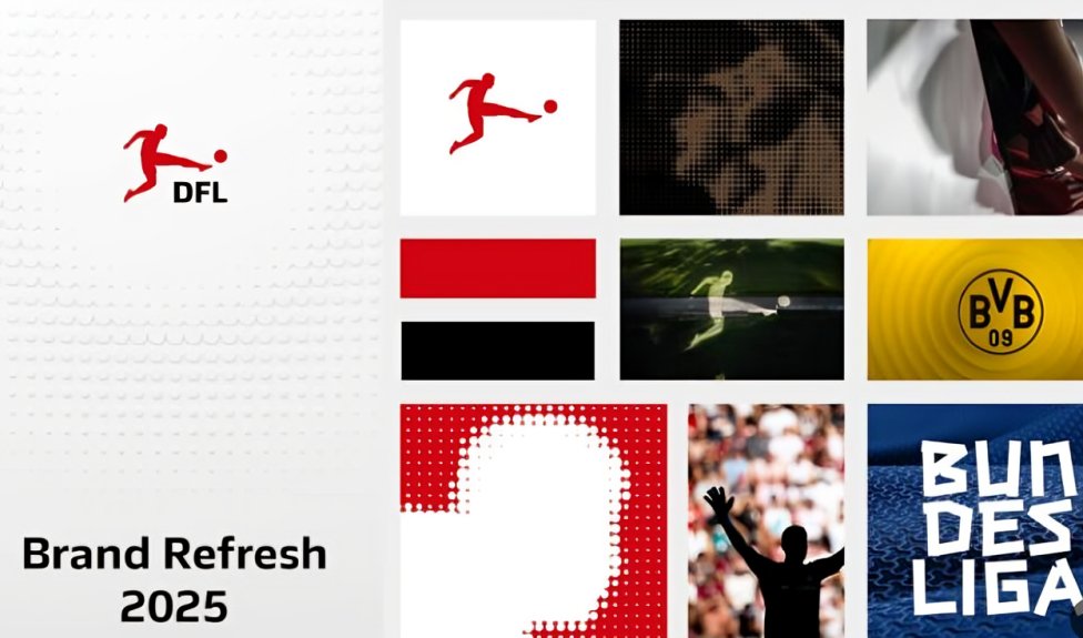 Nuevo logo de la Bundesliga con elementos de branding global renovado y estadio alemán de fondo