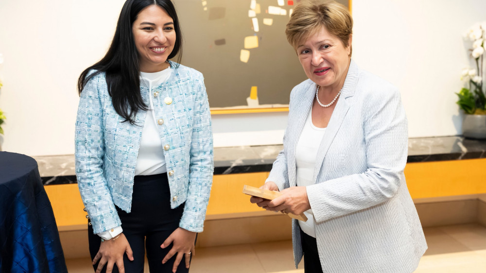 Reunión de Sariha Moya con Kristalina Georgieva sobre metas pendientes con el FMI