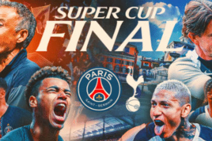 Jugadores de PSG y Tottenham durante un partido de la Supercopa de Europa 2025.