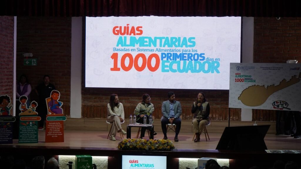 Presentación de guías alimentarias en Ecuador con apoyo de la FAO para combatir la desnutrición materno-infantil.