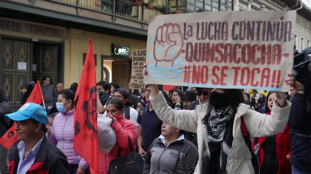 Protestas ciudadanas contra proyecto minero Loma Larga en Quimsacocha, Azuay, Ecuador