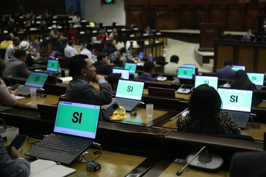 Sesión de la Asamblea Nacional de Ecuador aprobando la Proforma 2025 aumenta déficit fiscal en Ecuador
