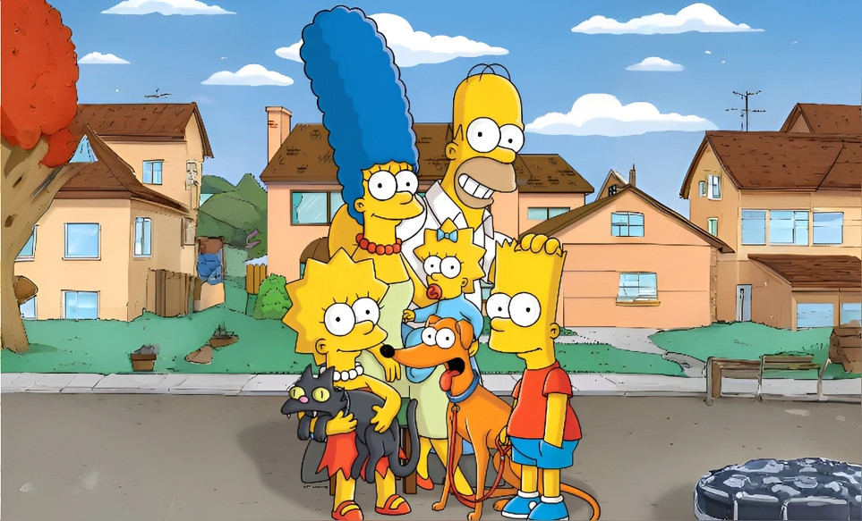 Familia Simpson protagonistas de la secuela cinematográfica confirmada por Disney para 2027 con Homero Marge Bart Lisa y Maggie