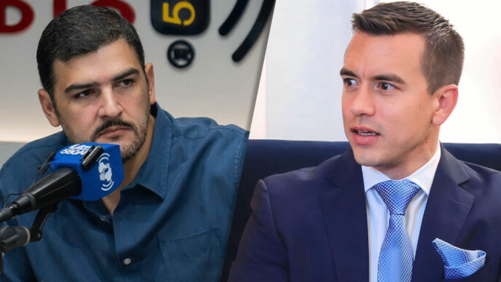 Aquiles Álvarez durante rueda de prensa tras acusar a Daniel Noboa de persecución política