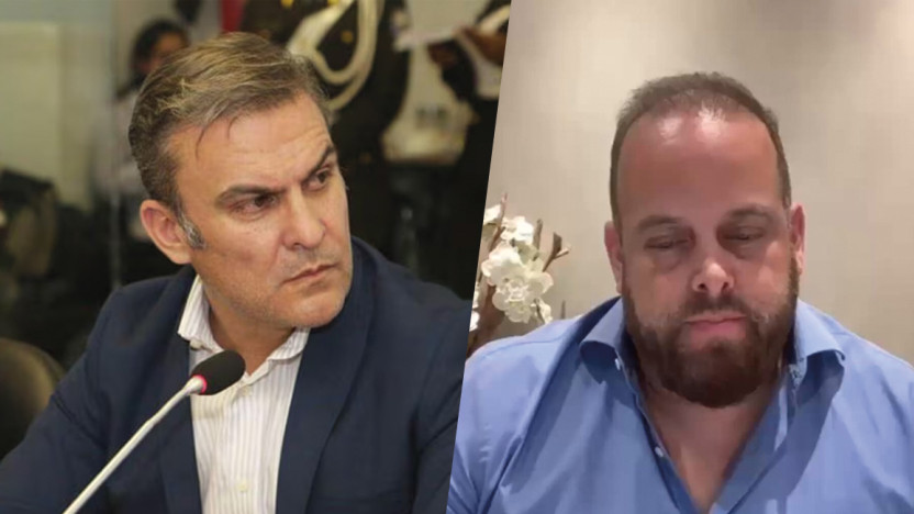 José Serrano y Xavier Jordán durante audiencia del caso Villavicencio en Ecuador