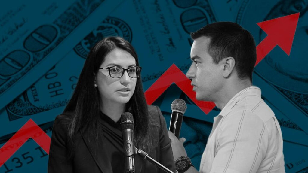 Ministra de Finanzas Sariha Moya y presidente Daniel Noboa analizan el pago de deuda externa de Ecuador en 2026