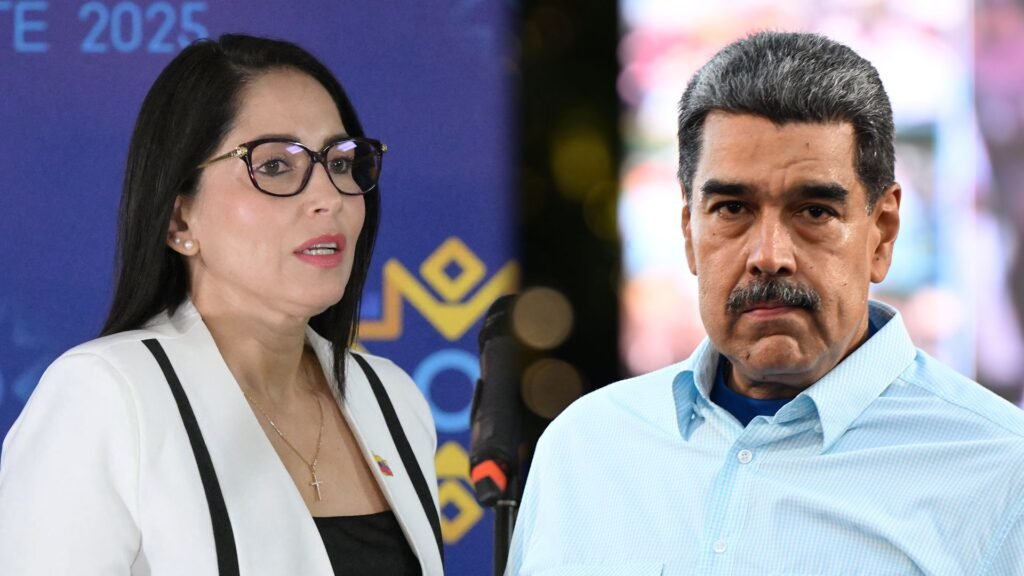 Luisa González y Nicolás Maduro durante un encuentro diplomático, símbolo de la cercanía entre la Revolución Ciudadana y el régimen venezolano.