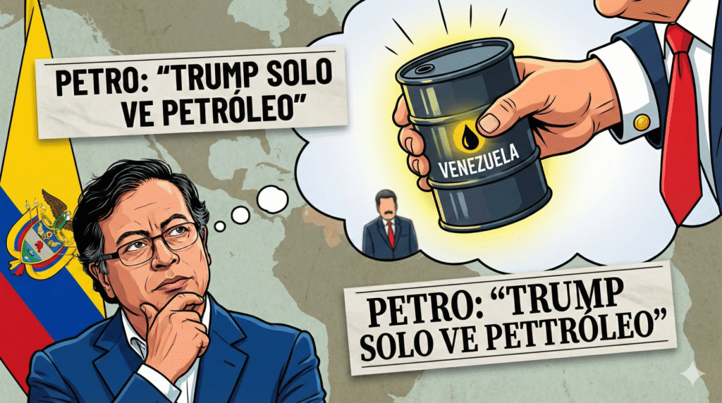 Gustavo Petro durante entrevista en CNN criticando campaña militar Trump en Caribe por acceso a petróleo venezolano