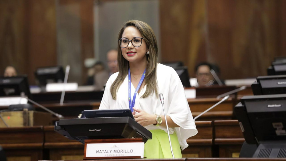 Nataly Morillo nueva ministra de Gobierno en discurso ante la Asamblea Nacional de Ecuador febrero 2024