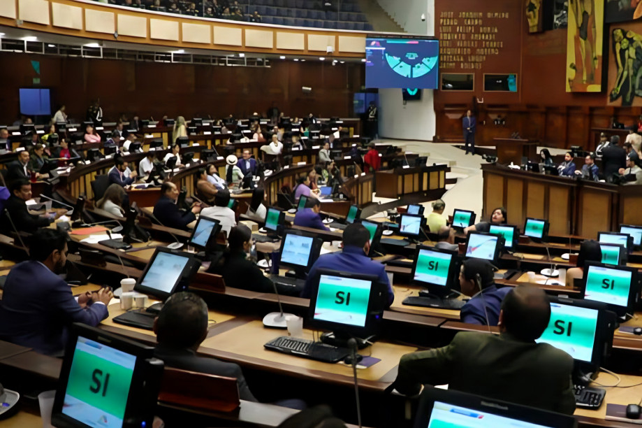 Pleno de la Asamblea Nacional aprobando licencia a Daniel Noboa para campaña del referendo 2025