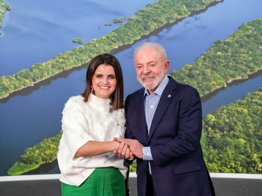 Vicepresidenta María José Pinto en reunión bilateral COP30 sobre cooperación para conservación de la Amazonía en Belém do Pará Brasil