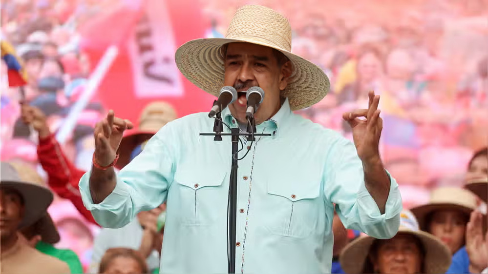 Nicolás Maduro durante discurso en Caracas mientras EEUU impone sanciones a sobrinos por narcotráfico