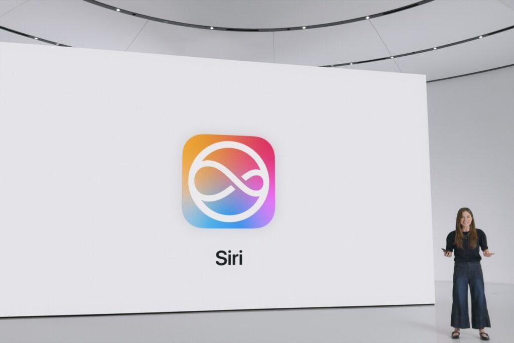 Ilustración que representa la integración de Gemini en los sistemas operativos y dispositivos de Apple.
