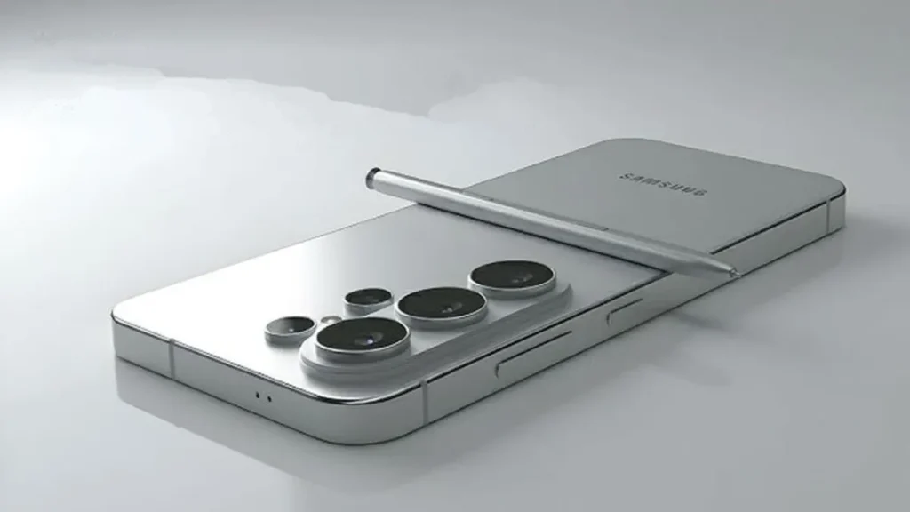 Render tecnológico del Samsung Galaxy S26 Ultra mostrando pormenores de su diseño y puerto de carga USB-C.