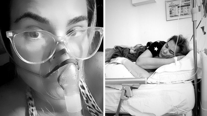 Carolina Jaume durante tratamiento médico tras padecer traqueítis