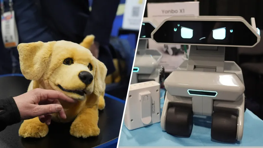 Exposición tecnológica y robots humanoides en el centro de convenciones de CES 2026 en Las Vegas.