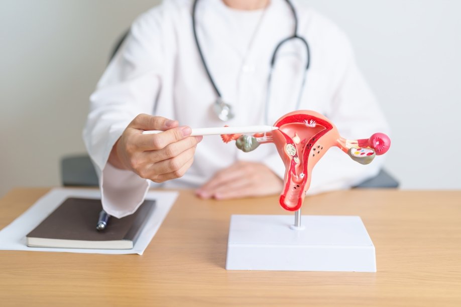 Médica ginecóloga examinando a paciente para prevenir cáncer de cuello uterino en Ecuador durante consulta preventiva