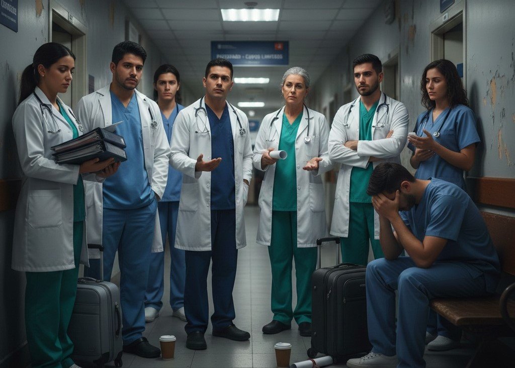Médicos ecuatorianos en hospital público con alta demanda y escasez de especialistas