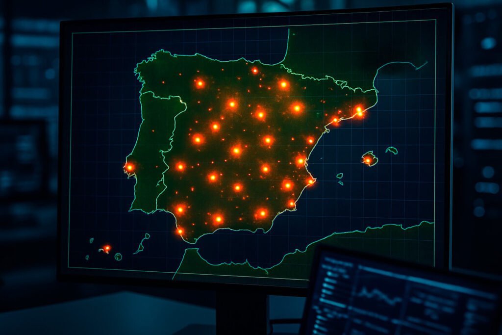 Gráfico técnico sobre el aumento de los ataques de ransomware en España durante el segundo semestre de 2025.