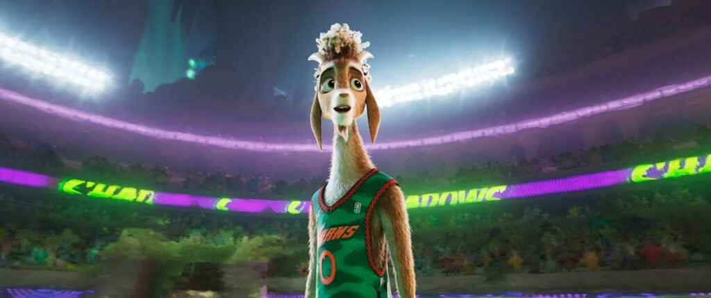 Cartel oficial de la película GOAT: La Cabra que Cambió el Juego destacando a Will y Sneaky en un entorno urbano.