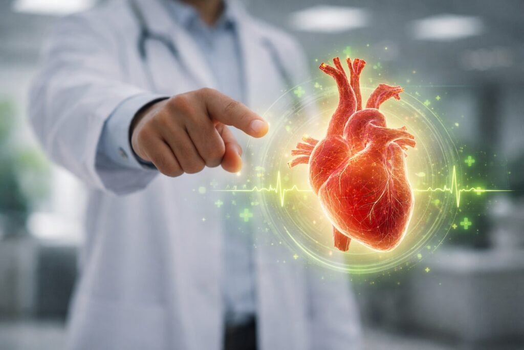 Persona midiendo su presión arterial como parte del control de la presión arterial y prevención cardiovascular