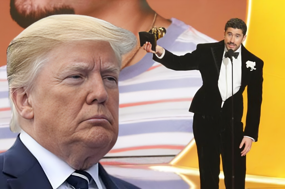 Fotografía de Donald Trump con expresión enojada y, en recuadro, el presentador Trevor Noah en los Grammy 2026.