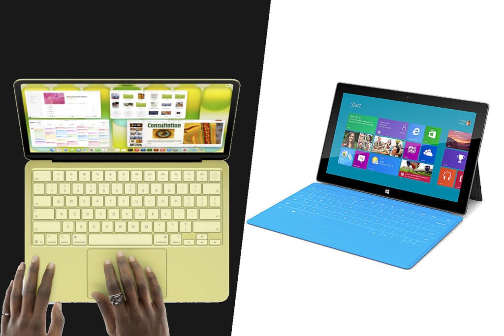 El nuevo y ultraeficiente el MacBook Neo de Apple en color citrus sobre un escritorio minimalista.