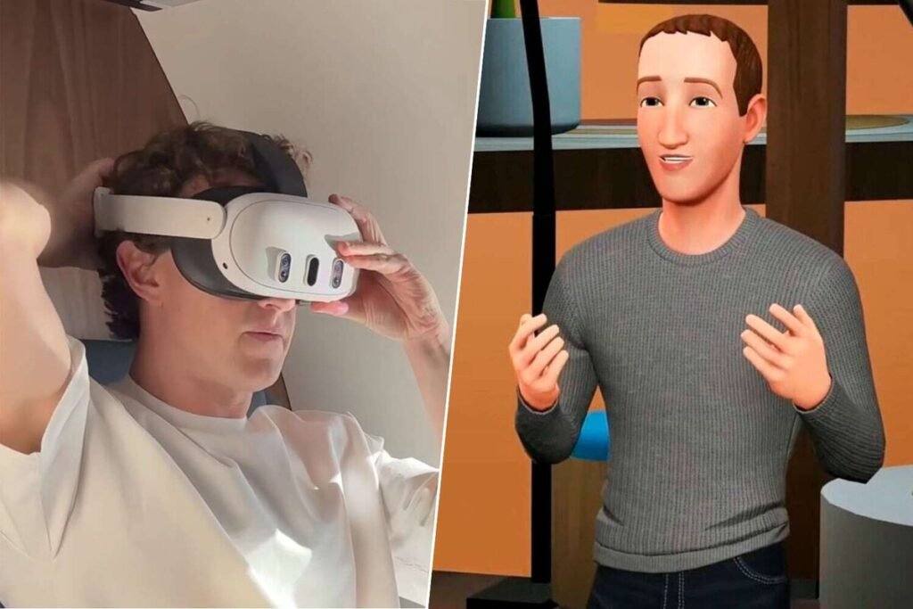 Usuario utilizando gafas Quest bajo la nueva y ambivalente estrategia de Meta en el metaverso.