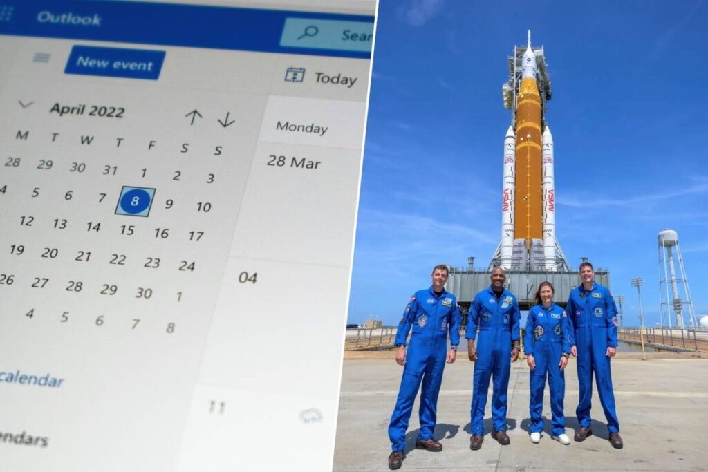 Captura de la misión espacial donde se aprecia la falla de Outlook en Artemis II en los dispositivos de la nave Orión.