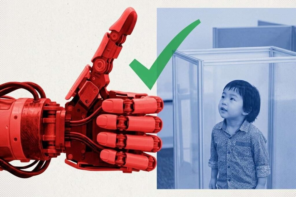 Estudiantes utilizando sistemas de IA en la educación en China bajo supervisión docente en un aula moderna de 2026.