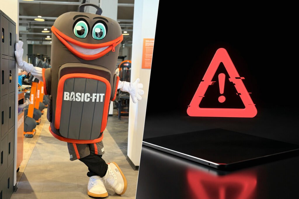 Monitor de sistema mostrando una alerta de ciberataque relacionada con la brecha de seguridad en Basic-Fit.
