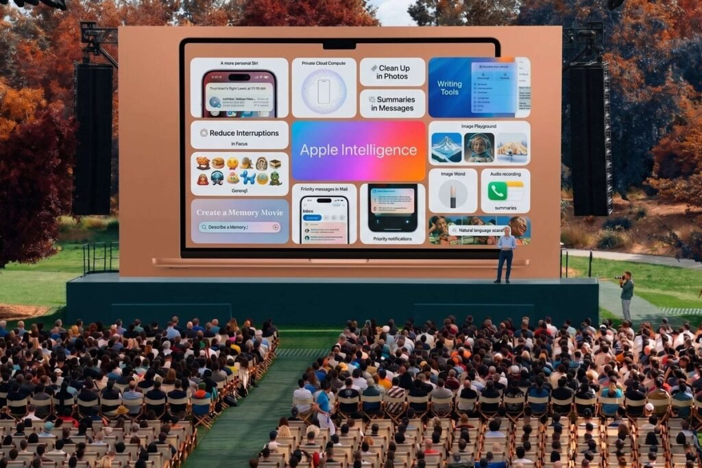 Ingenieros de software trabajando en el desarrollo de la nueva Siri de Apple en un entorno de laboratorio.