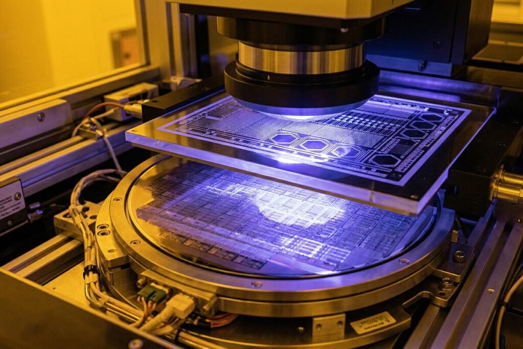 Prototipo de cámara de vacío de Lace Lithography en Barcelona utilizando haces de helio para chips de vanguardia.