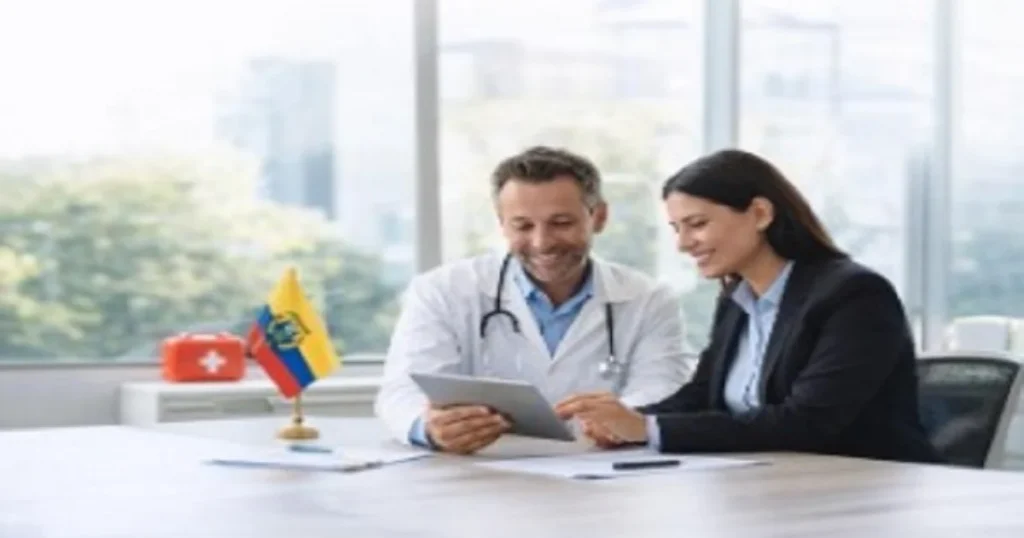 Representación gráfica de la conexión y colaboración entre diferentes entidades del sistema de salud ecuatoriano.