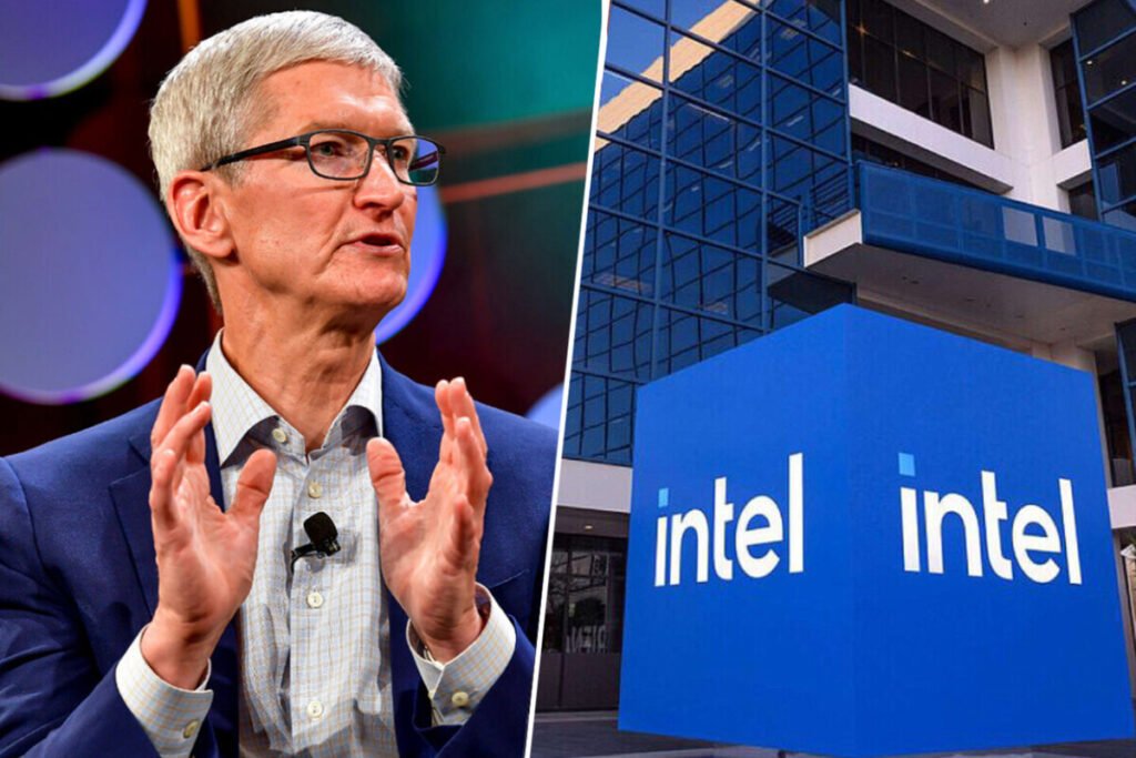 Infografía técnica sobre la cadena de suministro y fabricación de los chips avanzados de Apple en las fundiciones de Intel.