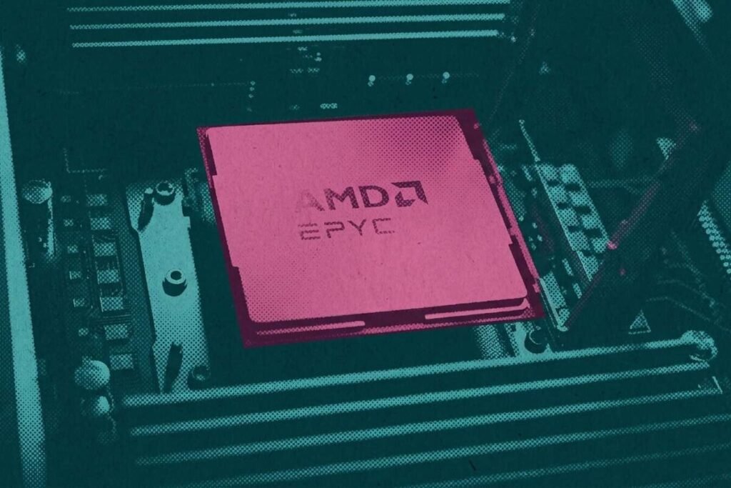 Gráfico estadístico que ilustra el crecimiento de ingresos de AMD en el mercado de procesadores para servidores.