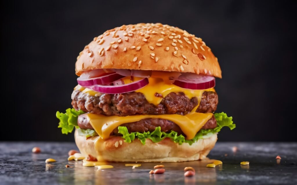 Variedad de hamburguesas representando la fuerte preferencia por las hamburguesas en Ecuador según datos de PedidosYa