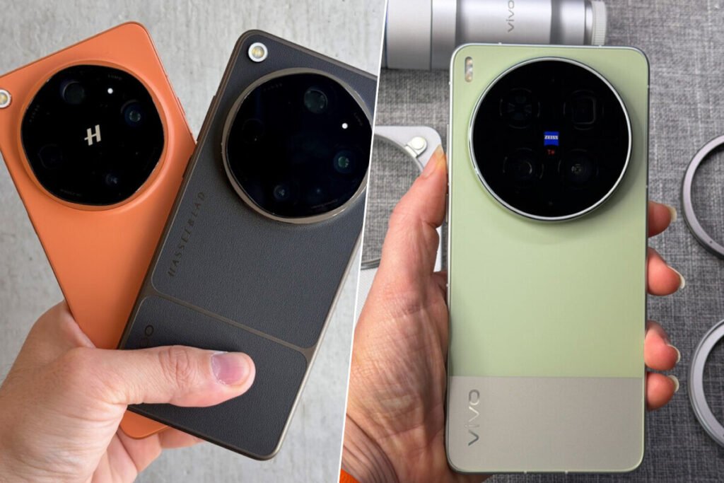 Módulos fotográficos traseros circulares de los smartphones premium, detallando las diferencias en cámaras entre Oppo Find X9 Ultra y Vivo X300 Ultra.